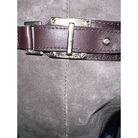 LOUISE ET CIE Suede Boots Womens 8M Zip Up Flat Tall Brown Leather Trim Riding - Picture 11 of 13